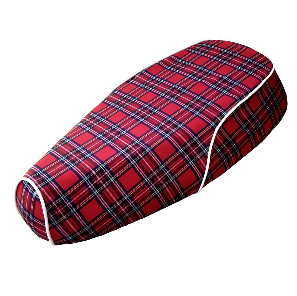 Genuine Kick Red Tartan Plaid Waterproof Scooter Seat Cover - Click Image to Close